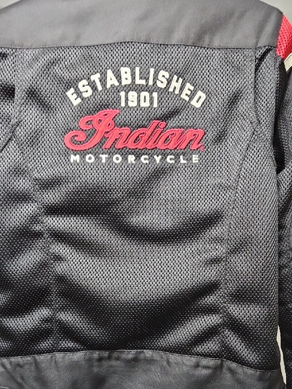 Indian Motorcycle Retro Black & Red Mesh Arlington Jacket Sz Small Womens - Picture 3 of 12